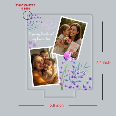 Personalized Mom “My First Friend” Engraved Night Lamp with Automatic Color Changing Light & USB Powered